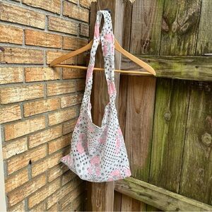 Free People Pink and Black Floral Shoulder Bag